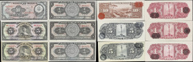 MEXICO. Lot of (6). Banco de Mexico. 1, 5, & 10 Pesos, 1945-48. P-34g, 34i, 38c, 38d, & 47b. Specimens. Extremely Fine to About Uncirculated.