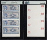 MEXICO. Uncut sheet of (4). Banco de Mexico. 50 Pesos, 8.11.1961. P-49n. Printing Remnants. PMG Encapsulated.