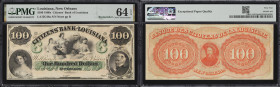 UNITED STATES. New Orleans, Louisiana. Citizens' Bank of Louisiana. 1860s 100 Dollars. Remainder. PMG Choice Uncirculated 64 EPQ.