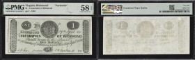 UNITED STATES. Richmond, Virginia. Corporation of Richmond, 19.4.1861 1 Dollar. Facsimile. PMG Choice About Uncirculated 58 EPQ.