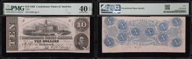 UNITED STATES. T-52. Confederate Currency. 1862 10 Dollars. PMG Extremely Fine 40 EPQ.