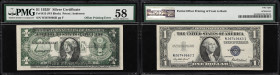 UNITED STATES. Fr. 1615. 1935F 1 Dollar Silver Certificate. Offset Printing Error. PMG Choice About Uncirculated 58.