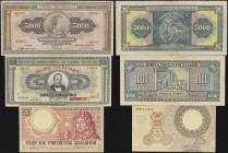 MIXED LOTS. Lot of (3). Greece & Netherlands. Nederlandsche Bank & Trapeza tis Ellados. 25 Gulden, 1000 & 5000 Drachmai, 1926-55. P-87, 100b, & 103a. ...