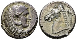 Siculo-Punic AR Tetradrachm, c. 300-289 BC 

Sicily, Siculo-Punic. AR Tetradrachm (24-25 mm, 16.65 g). Uncertain mint, c. 300-289 BC.
Obv. Head of ...