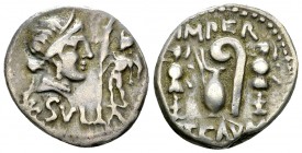 L. Cornelius Sulla AR Denarius, 84/83 BC 

L. Cornelius Sulla. AR Denarius (17-18 mm, 3.84 g), mint moving with Sulla, 84-83 BC.
Obv. Diademed head...