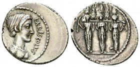 P. Accoleius Lariscolus AR Denarius, 43 BC 

P. Accoleius Lariscolus. AR Denarius (18-19 mm, 3.85 g), Rome, 43 BC.
Obv. [P ACCOLEIVS] LARISCOLVS, D...