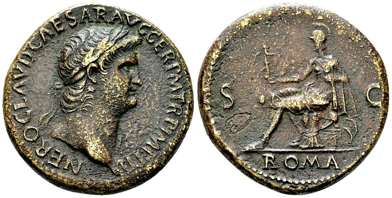 Nero AE Sestertius, Roma reverse 

Nero (54-68 AD). AE Sestertius (34-35 mm, 2...