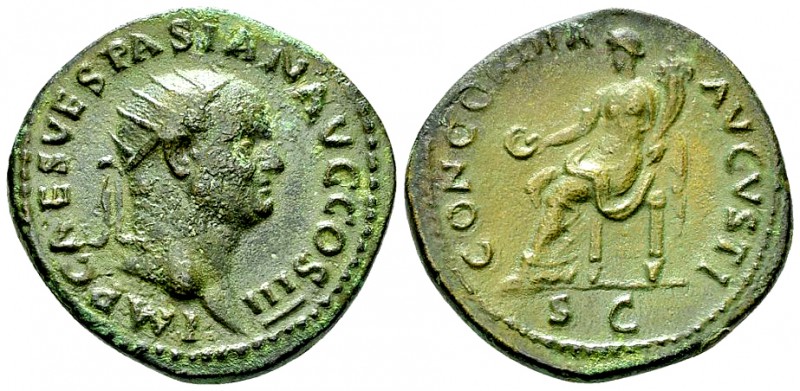 Vespasianus AE Dupondius, Concordia reverse 

Vespasianus (69-79 AD). AE Dupon...