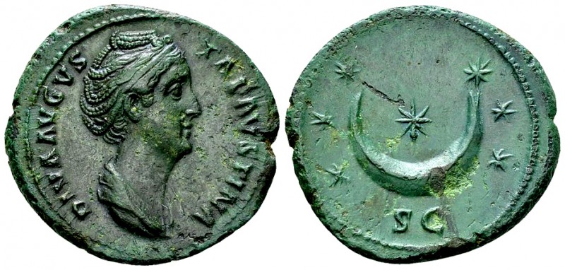Diva Faustina AE As, Crescent/stars reverse 

Antoninus Pius (138-161 AD) for ...