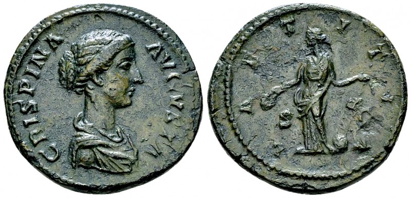 Crispina AE Dupondius, Laetitia reverse 

Commodus (177-192 AD) for Crispina. ...