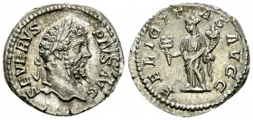 Septimius Severus AR Denarius, Felicitas reverse 

Septimius Severus (193-211 AD). AR Denarius (19 mm, 3.62 g), Rome, 202-210 AD.
Obv. SEVERVS PIVS...