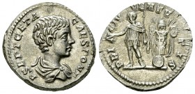 Geta AR Denarius, Prince of the youth reverse 

Septimius Severus (193-211 AD) for Geta Caesar. AR Denarius (18-20 mm, 3.67 g), Rome, c. 200-202.
O...