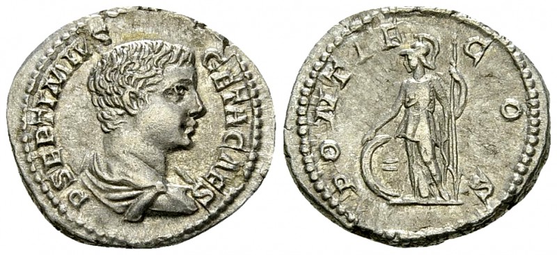 Geta AR Denarius, Minerva reverse 

Septimius Severus (193-211 AD) for Geta Ca...