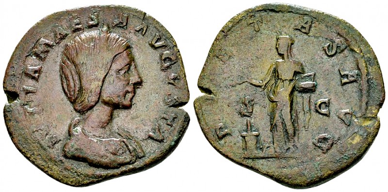 Iulia Maesa AE Sestertius, Pietas reverse 

Elagabalus (218-222 AD) for Julia ...