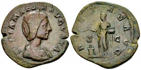 Iulia Maesa AE Sestertius, Pietas reverse 

Elagabalus (218-222 AD) for Julia Maesa. AE Sestertius (31-33 mm, 19.14 g), Rome, 219-220 AD.
Obv. IVLI...