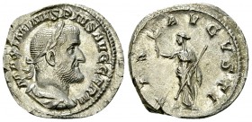Maximinus Thrax AR Denarius, Pax reverse 

Maximinus I Thrax (235-238 AD). AR Denarius (19 mm, 2.77 g), Rome, c. 235/236.
Obv. MAXIMINVS PIVS AVG G...