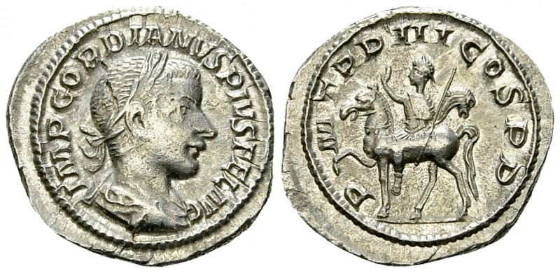 Gordianus III AR Denarius, Emperor on horseback reverse 

Gordianus III Pius (...