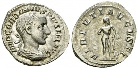 Gordianus III AR Denarius, Hercules reverse 

Gordianus III Pius (238-244 AD). AR Denarius (19-20 mm, 3.19 g), Rome, 241-243.
Obv. IMP GORDIANVS PI...