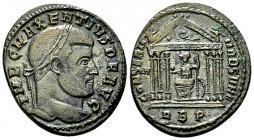 Maxentius AE Nummus, Rome 

Maxentius (307-312 AD). AE Nummus (24-26 mm, 7.35 g), Rome, c. 308-310 AD.
Obv. IMP C MAXENTIVS P F AVG, laureate head ...