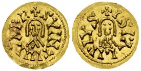 Suinthila AV Tremissis, Ispali mint 

Visigoths. Suinthila (621-631). AV Tremissis (18 mm, 1.44 g), Ispali (Sevilla) mint.
Obv. +SVINTHILΛ REX, sty...