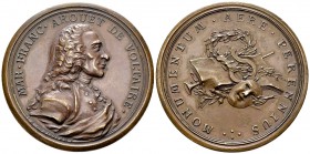 France, AE Médaille s.d., Voltaire 

France. AE Médaille s.d. (c. 1755-1760) (50 mm, 49.31 g). François-Marie Arouet de Voltaire, écrivain, historie...