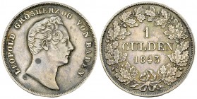 Baden, AR Gulden 1843 

Deutschland, Baden. Leopold I. (1830-1852). AR Gulden 1843 (30-31 mm, 10.58 g). 
AKS 94. 

Sehr schön.