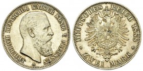 Preussen, AR 2 Mark 1888 

Deutschland. Preussen. AR 2 Mark 1888 (11.11 g).
AKS 122.

Fein getönt und FDC.