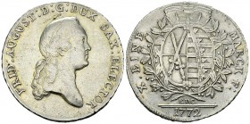 Sachsen, AR Taler 1772 EDC, Dresden 

Deutschland, Sachsen. Friedrich August III (1763-1806). AR Taler 1772 EDC (40 mm, 27.83 g), Dresden.
Kahnt 10...
