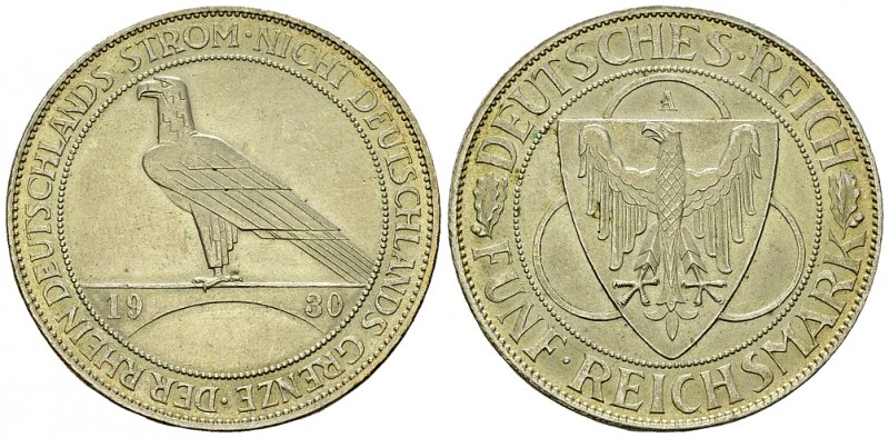 Weimarer Republik, AR 5 Reichsmark 1930 A, Rheinlandräumung 

Deutschland, Wei...