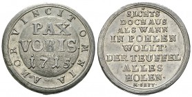 Polen, Zinnabschlag der Medaille 1715 

Polen. Zinnabschlag der Medaille auf die Unruhen 1715 (26 mm, 13.13 g), aus zwei Hälften zusammengesetzt.
A...