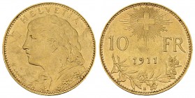 Schweiz, AV 10 Franken 1911, Vreneli 

Schweiz, Eidgenossenschaft. AV 10 Franken 1911 (3.22 g), Vreneli.
KM 36.

Seltenes Jahr. Vorzüglich.