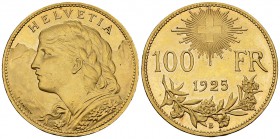 Schweiz, AV 100 Franken 1925, Vreneli 

Schweiz, Eidgenossenschaft. AV 100 Franken 1925 (32.28 g), Münzstätte Bern.
 Friedb. 502; Divo 359; HMZ 2-1...