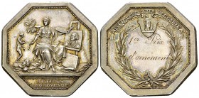 Genf, AR Medaille o.J., Société des arts 

Schweiz. Genf, Stadt. Oktogonale AR Medaille o.J. (36 mm, 21.26 g), Société des arts, Revers graviert "1e...
