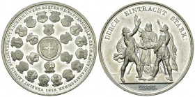 Schweiz, WM Medaille 1848 

Schweiz. WM Medaille 1848 (41 mm, 24.45 g), auf die Gründung des Bundesstaates sowie des Bundesschwurs in Morgarten 1307...
