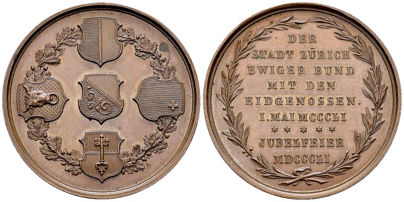 Zürich, AE Medaille 1851, 500-Jahrfeier 

Schweiz. Zürich. AE Medaille 1851 (4...