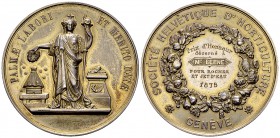 Genf, Vergoldete AR Medaille 1875, Société Helvétique d'horticulture 

Schweiz. Genf, Stadt. Vergoldete AR Medaille 1875 (56 mm, 79.09 g), Société H...