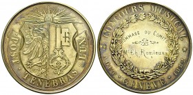 Genf, AR Medaille 1882, Concours musical 

Schweiz. Genf, Stadt. AR Medaille 1882 (52 mm, 62.28 g), Concours musical, août 1882. Graviert " HOMMAGE ...