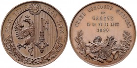 Genf, AE Medaille 1890, Grand concours musical 

Schweiz. Genf, Stadt. AE Medaille 1890 (51 mm, 77.54 g), Grand concours musical du 15, 16 et 17. ao...