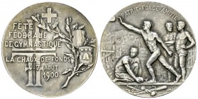 La Chaux-de-Fonds, AR Medaille 1900, Fête fédérale de gymnastique 

Schweiz, Eidgenossenschaft. Neuchâtel/Neuenburg. AR Medaille 1900 (35 mm, 18.16 ...