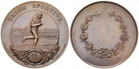 Genf, AE Medaille o.J., Union sportive 

Schweiz. Genf, Stadt. AE Medaille o.J. (45 mm, 53.60 g), Union sportive. Von L. Jamin.

Selten. Vorzüglic...