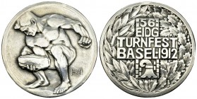 Basel, AR Medaille 1912, Eidg. Turnfest 

Schweiz, Basel. AR Medaille 1912 (35 mm, 17.89 g), auf das 56. Eidg. Turnfest. Von Hans Frei.
Aeppli 140;...