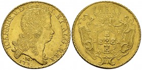 João V AV Dobra 1731, Minas Gerais 

Brazil. João V (1706-1750). AV Dobra (12800 Reis) 1731 M (37 mm, 28.53 g), Minas Gerais.
KM 139; Fr. 55.

Ex...