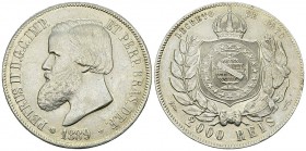Brazil AR 2000 Reis 1889 

Brazil. Pedro II (1831-1889). AR 2000 Reis (25.36 g).
KM 485.

Good extremely fine.