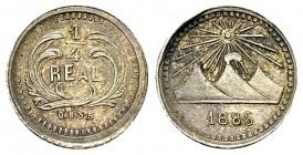 Guatemala AR 1/4 Real 1885 

Guatemala. AR 1/4 Real 1885 (12 mm, 0.75 g).
KM 151.

Rare date. Nicely toned and extremely fine to uncirculated.