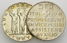 Schweiz, Lot von 2 AR 5 Franken 1941, 650 Jahre Bund 

Schweiz, Eidgenossenschaft. Lot von 2 (zwei) AR 5 Franken 1941, 650 -Jahrfeier des Bundes.
K...