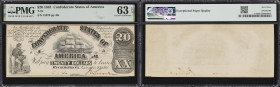 T-18. Confederate Currency. 1861 $20. PMG Choice Uncirculated 63 EPQ.