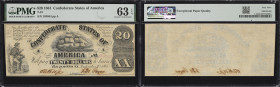 T-18. Confederate Currency. 1861 $20. PMG Choice Uncirculated 63 EPQ.