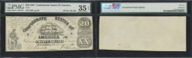 T-18. Confederate Currency. 1861 $20. PMG Choice Very Fine 35 EPQ.