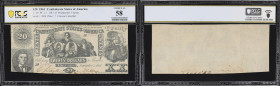 T-20. Confederate Currency. 1861 $20. PCGS Banknote Choice About Uncirculated 58.