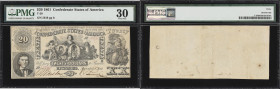 T-20. Confederate Currency. 1861 $20. PMG Very Fine 30.